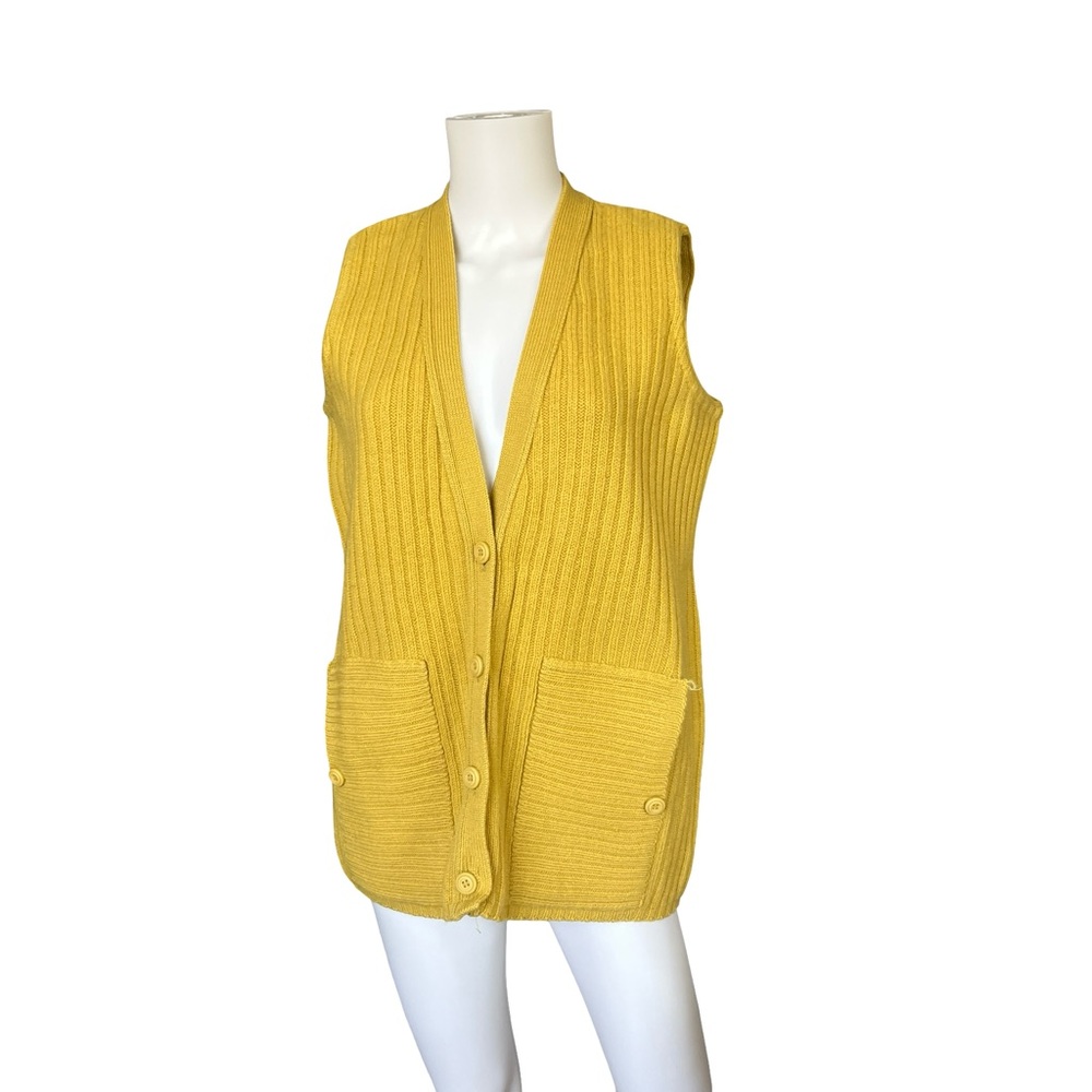 Vintage Rosanna Sweater Vest Ribbed Knit Wool Feel Colorful Button Up